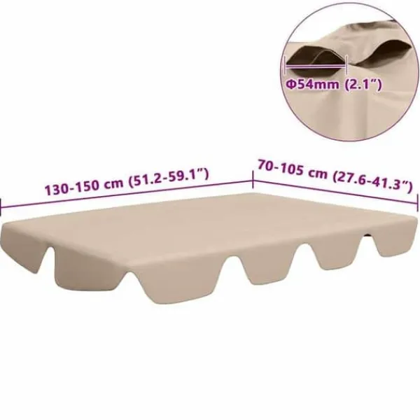 vidaXL Ersättningstak - - 150/130x105/70 cm - Beige - 100% polyester - Vattentålig