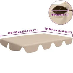 vidaXL Ersättningstak - - 150/130x105/70 cm - Beige - 100% polyester - Vattentålig