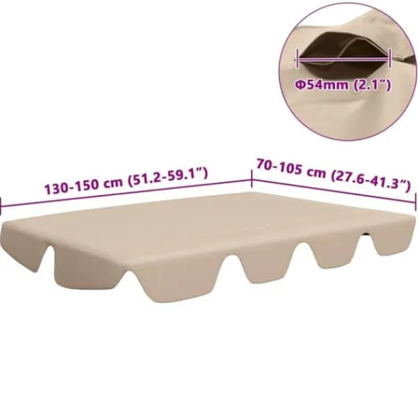 vidaXL Ersättningstak - - 150/130x105/70 cm - Beige - 100% polyester - Vattentålig