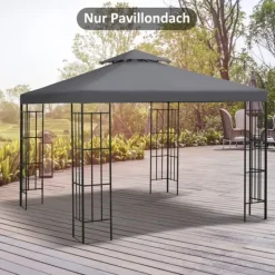 Outlet Ersättningstak 3x3 m för metallpaviljong, vädertåligt polyester, mörkgrå Tält & Lusthus