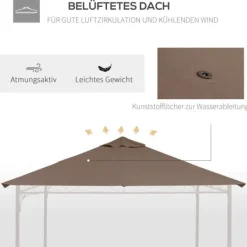 Hot Ersättningstak 2,93x2,93 m för paviljong, polyester, kaffe Tält & Lusthus