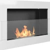 New Etanolkamin Öppna spisar Bio-eldplats Väggmonterad biokamin Bioetanolbrännare 65 x 40 x 12 cm vit blank med glas ekologisk eldstad Öppna Spisar