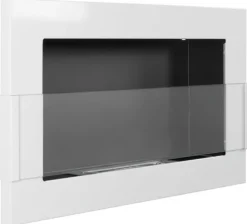 New Etanolkamin Öppna spisar Bio-eldplats Väggmonterad biokamin Bioetanolbrännare 65 x 40 x 12 cm vit blank med glas ekologisk eldstad Öppna Spisar