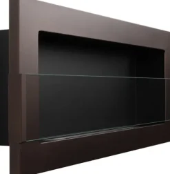 Etanolkamin Bioeldstäder Hängande eldstad brun med glas med bioetanolbrännare 90 cm x 40 cm x 12 cm Miljövänlig eldstad