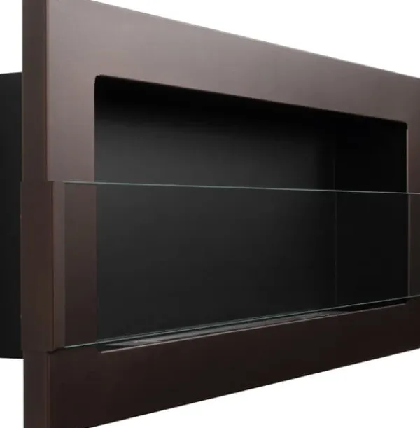 Etanolkamin Bioeldstäder Hängande eldstad brun med glas med bioetanolbrännare 90 cm x 40 cm x 12 cm Miljövänlig eldstad