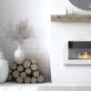 Sale Etanolkamin Kaminen Öppna spisar Bio-eldplats Väggmonterad biokamin Bioetanolbrännare 65 x 40 x 12 cm vit blank med glas ekologisk eldstad Öppna Spisar