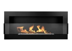 Hot Etanolkamin Öppna spisar Bio-eldplats Hängande biokamin svart med glas Bioetanolbrännare 90 cm x 40 cm x 12 cm ekologisk eldstad Öppna Spisar