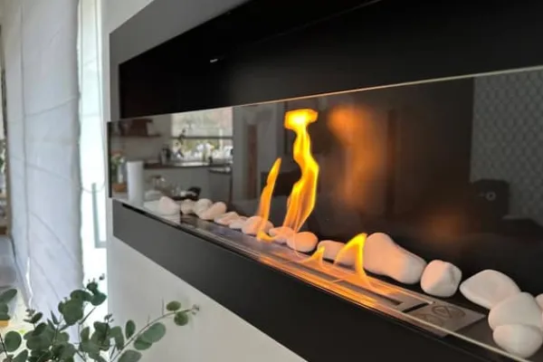 Hot Etanolkamin Öppna spisar Bio-eldplats Hängande biokamin svart med glas Bioetanolbrännare 90 cm x 40 cm x 12 cm ekologisk eldstad Öppna Spisar