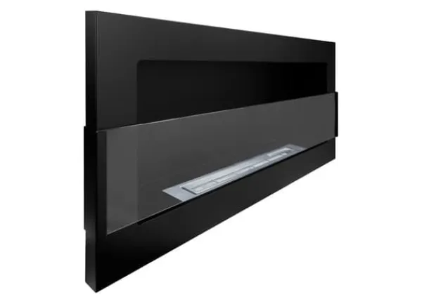 Hot Etanolkamin Öppna spisar Bio-eldplats Hängande biokamin svart med glas Bioetanolbrännare 90 cm x 40 cm x 12 cm ekologisk eldstad Öppna Spisar
