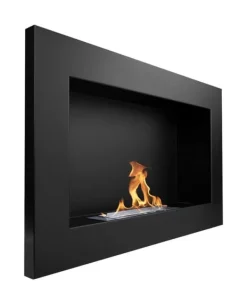 Online Etanolkamin Bioethanol väggmonterad biospis 65 x 40 x 12 cm matt svart Biopanna miljövänlig biospis Vedeldade Kaminer