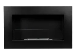 New Etanolkamin med glas Öppna spisar Bio-eldplats Hängande biopejs Bioetanolbrännare 65 cm x 40 cm x 12 cm BOX matt svart ekologisk eldstad Öppna Spisar