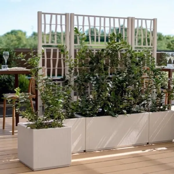 Sale Ethica rektangulär blomlåda 80 cm med kritspaljé Krukor & Växtbehållare