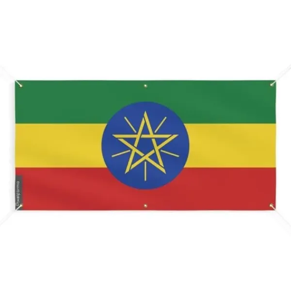 Etiopien flaggbanner 6 öljetter 60x120cm i polyester