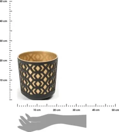Hot Etnisk blomkruka svart och guld 19xh20 cm Krukor & Växtbehållare