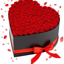 Discount Evighetsrosor - Hjärtformad Rosbox - Konserverade Rosor 100 St - Lång Hållbarhet - Underhållsfri - Röd Blommor