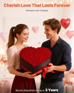 Discount Evighetsrosor - Hjärtformad Rosbox - Konserverade Rosor 100 St - Lång Hållbarhet - Underhållsfri - Röd Blommor
