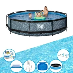 Online EXIT Swimming Pool Stengrå - Rampool ø360x76cm - Super Set Pooler