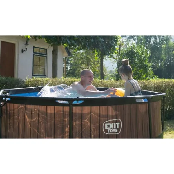 Clearance EXIT Wood pool ø244x76cm med filterpump - brun Pooler
