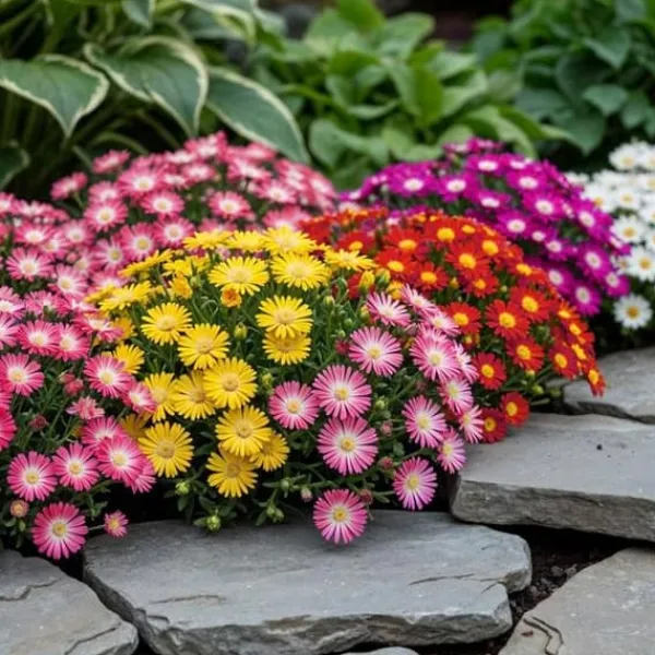 Exotisk hjärtan marktäckare - Delosperma Mix - rustik - Set om 8 - kruka på 14 cm