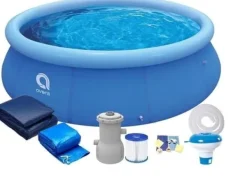 Discount Extra stor uppblåsbar pool med filterpump, lock och tillbehör – 305 cm diameter, 3618 liters kapacitet Pooler