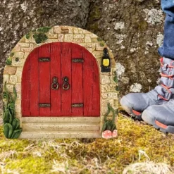 Fairy Dörr för träd Miniatyr Fairy Trädgård Utomhusdekor Tillbehör Gård Konst Skulptur Dekoration för barnrum Väggträd