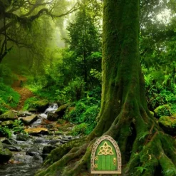 Fairy Dörr för träd Miniatyr Fairy Trädgård Utomhusdekor Tillbehör Gård Konst Skulptur Dekoration för barnrum Väggträd