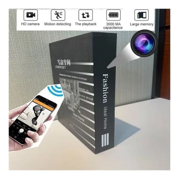 Hot Falsk bok med Full HD 1080P infraröd P2P Wifi spionkamera Falska Övervakningskameror