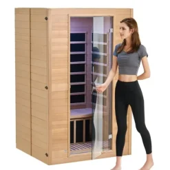 Far Infrared Trä Bastu för 2 Personer, 1800W, Effektiv Värme, Avkoppling och Hälsa, Inomhusbruk