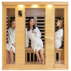 Far Infrared Träbastu 3-4 personer, 2580W, Energibesparande, Effektiv Värme, Perfekt för Avkoppling, Wellness Spa