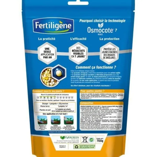 Discount FERTILIGEN - Långvarigt gödningsmedel Osmocote max Citrusfrukter och medelhavsväxter 700g Gödningsmedel