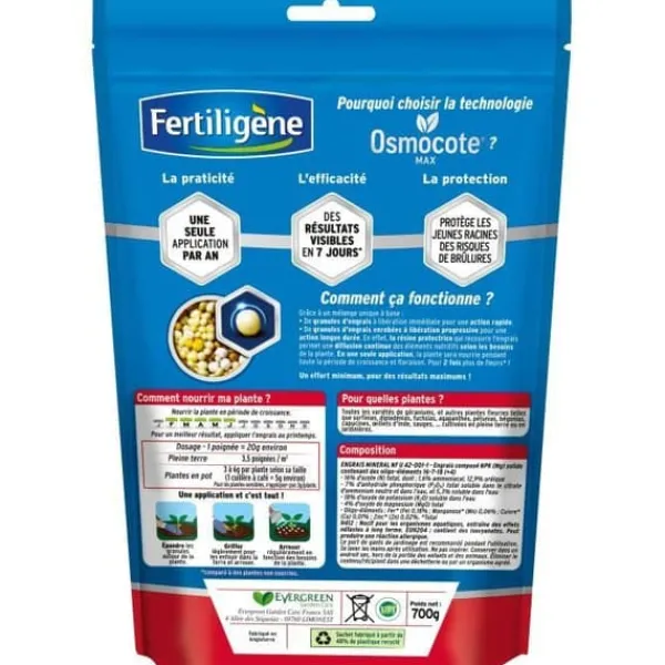 Discount FERTILIGeNE - Långvarigt gödningsmedel Osmocote max Geraniums, Dipladenias, Surfinias 700g Gödningsmedel