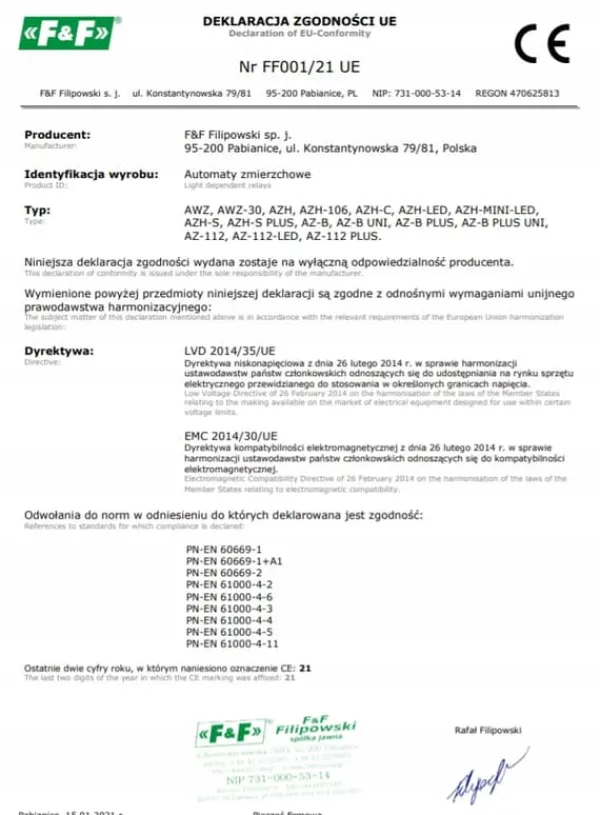 F&F skymningssensor AZH-S