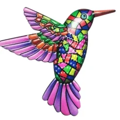Sale Fågel Kolibri Väggdekor Trädgård prydnad 12x13,5cm - Lila Trädgårdsprydnader