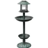 Outlet Fågelbad med soldriven lampa - Dekorativ trädgårdsartikel | Färg: Grön | Storlek: 40x40x110 cm För Fåglar & Småvilt
