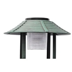 Outlet Fågelbad med soldriven lampa - Dekorativ trädgårdsartikel | Färg: Grön | Storlek: 40x40x110 cm För Fåglar & Småvilt