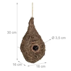 New Fågelbo, Halm, 30x16x16 cm, Natur För Fåglar & Småvilt