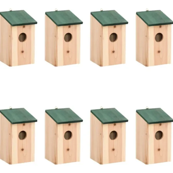 Sale Fågelholkar 8 st trä 12x12x22 cm För Fåglar & Småvilt