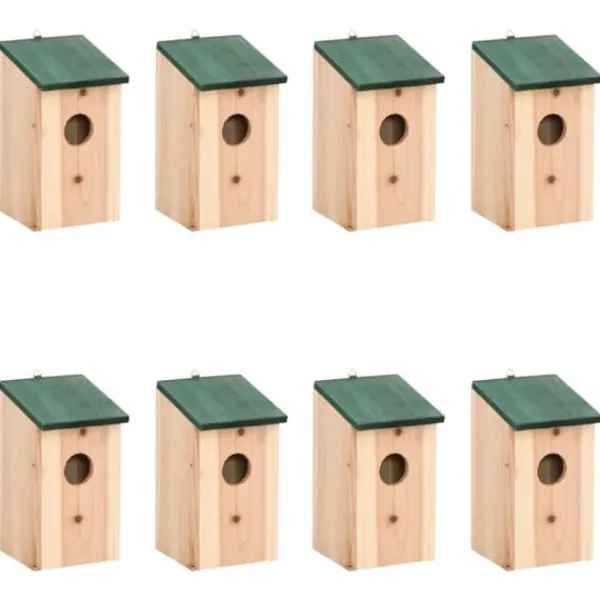 Best Fågelholkar 8 st trä 12x12x22 cm För Fåglar & Småvilt