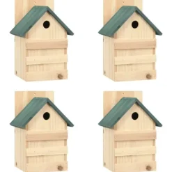 vidaXL Fågelholkar 4 st 23x19x33 cm granträ