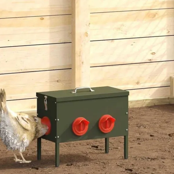 Online Fågelmatare i metall - - Olivgrön - 41.5x20.5x33 cm - Kapacitet 15 kg - Kallvalsat stål För Fåglar & Småvilt