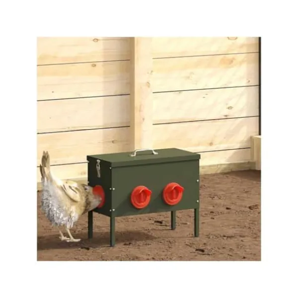 Online Fågelmatare i metall - - Olivgrön - 41.5x20.5x33 cm - Kapacitet 15 kg - Kallvalsat stål För Fåglar & Småvilt