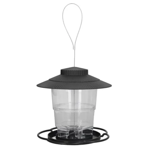 Fågelmatare 1L Slitstark ABS Lätt att fylla Transparent Behållare Bärbar Paviljong Design Hängande Fågelmatare