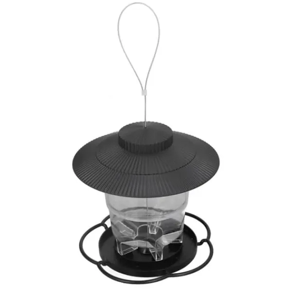 Fågelmatare 1L Slitstark ABS Lätt att fylla Transparent Behållare Bärbar Paviljong Design Hängande Fågelmatare