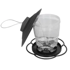 Fågelmatare 1L Slitstark ABS Lätt att fylla Transparent Behållare Bärbar Paviljong Design Hängande Fågelmatare
