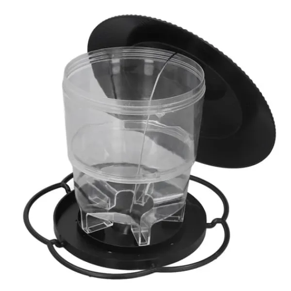Fågelmatare 1L Slitstark ABS Lätt att fylla Transparent Behållare Bärbar Paviljong Design Hängande Fågelmatare