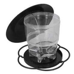 Fågelmatare 1L Slitstark ABS Lätt att fylla Transparent Behållare Bärbar Paviljong Design Hängande Fågelmatare
