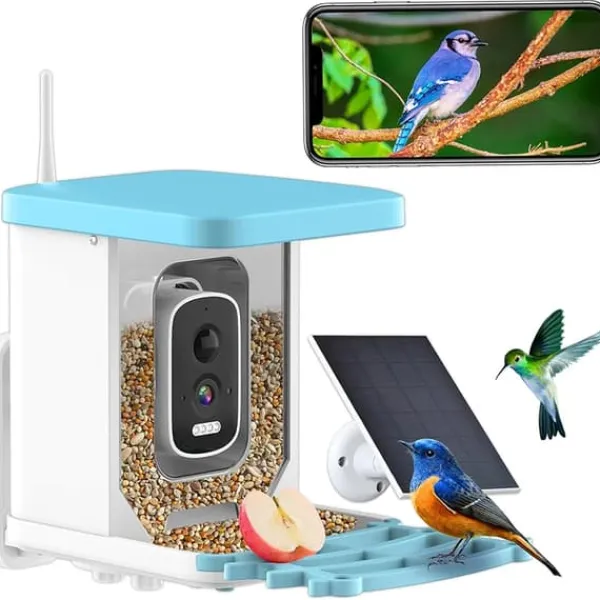Fågelmatare, 4MP HD-kamera, solenergiladdningsbar,1.5L