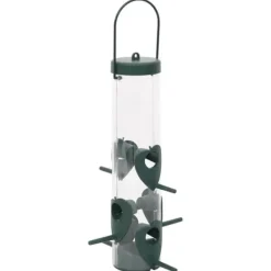 Fågelmatare 3-pack - Elegant design med 6 matningsportar | Färg: Mörkgrön | Storlek: 17x17x32 cm För Fåglar & Småvilt