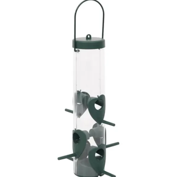 Fågelmatare 3-pack - Elegant design med 6 matningsportar | Färg: Mörkgrön | Storlek: 17x17x32 cm För Fåglar & Småvilt