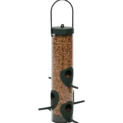 Fågelmatare 3-pack - Elegant design med 6 matningsportar | Färg: Mörkgrön | Storlek: 17x17x32 cm För Fåglar & Småvilt